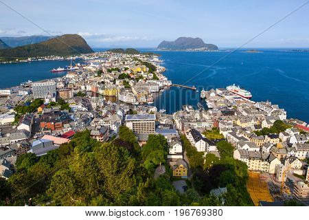 view of Alesund from Fjellstua viewpoint, Norway