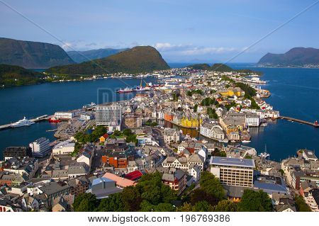 view of Alesund from Fjellstua viewpoint, Norway