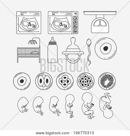 white background silhouette set pregnancy icons vector illustration