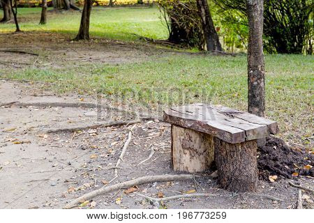 The old ooden chair in a park