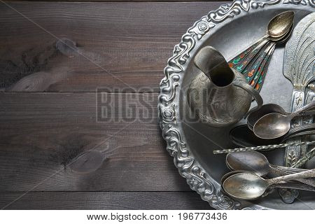 Pile Of Old Vintage Silverware Utensil