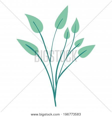 green light color of branches with leaves plant vector illustration