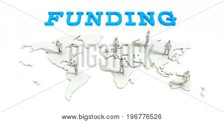  funding Global Business Abstract with People Standing on Map 3D Illustration Render