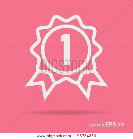 Award outline icon white color isolated on pink background
