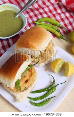 Indian special traditional fried food vada pav