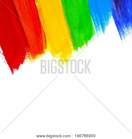 Abstract Acrylic Hand Painted Background. Watercolor Rainbow Flag. Symbol Of Lgbt, Peace And Pride.