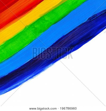 Abstract Acrylic Hand Painted Background. Watercolor Rainbow Flag. Symbol Of Lgbt, Peace And Pride.