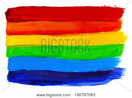Abstract Acrylic Hand Painted Background. Watercolor Rainbow Flag. Symbol Of Lgbt, Peace And Pride.