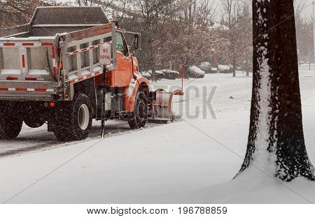 Tractor Cleaning Snow In Field