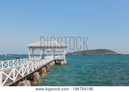Asadang Bridge of Koh Si Chang important places and popular tourist destinations in Chonburi provinceThailand.