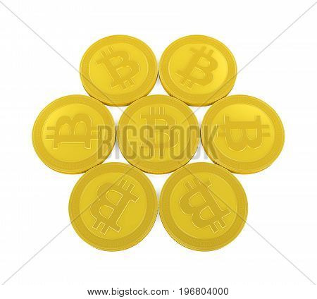 Stack of Bitcoins isolated on white background. 3D render