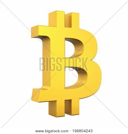 Bitcoin Symbol isolated on white background. 3D render