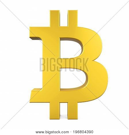 Bitcoin Symbol isolated on white background. 3D render