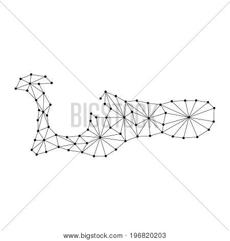 Cayman Islands map of polygonal mosaic lines network rays and dots vector illustration.