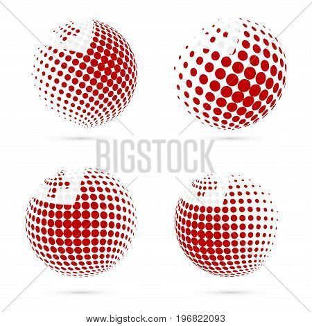 Tonga Halftone Flag Set Patriotic Vector Design. 3D Halftone Sphere In Tonga National Flag Colors Is