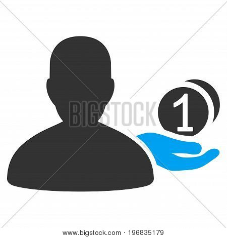 Panhandler vector icon. Style is flat graphic bicolor symbol, blue and gray colors, white background.