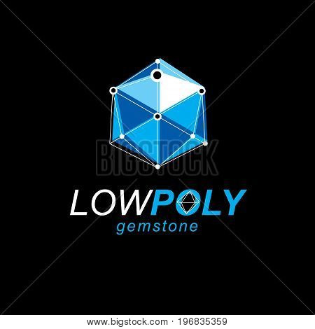 Technology corporate symbol. 3D origami abstract mesh object vector design element.