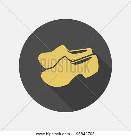 Traditional dutch wooden shoes. Vector sign for web graphics.