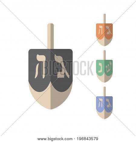 vector chanukah dreidels in various colors. Vector signs for web graphics.