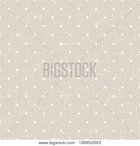 Realistic seamless cotton sailcloth texture. Abstract rough sackcloth fabric. Beige linen canvas dotted texture. Vector design.