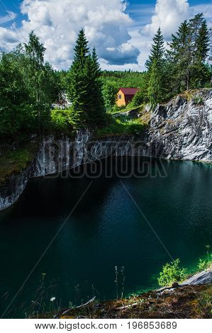 Famous beautiful marble quarry Ruskeala, Karelia, Russia