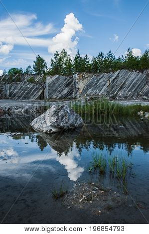Famous beautiful marble quarry Ruskeala, Karelia, Russia