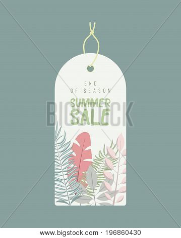 End of Season. Summer sale background with flowers, ranunculus, succulent, eucalyptus. Banner, flyer, invitation posters brochure voucher discount Advertising