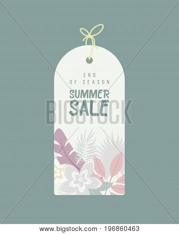 End of Season. Summer sale background with flowers, ranunculus, succulent, eucalyptus. Banner, flyer, invitation posters brochure voucher discount Advertising