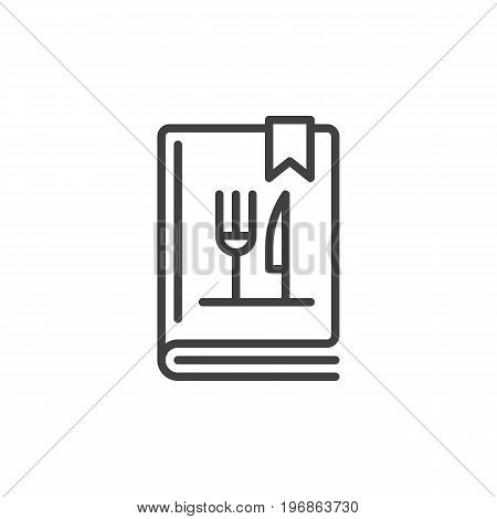 Cookbook or cookery book line icon, outline vector sign, linear style pictogram isolated on white. Symbol, logo illustration. Editable stroke. Pixel perfect vector graphics