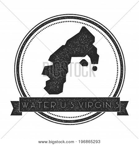Water Island, U.s. Virgin Islands Map Stamp. Retro Distressed Insignia. Hipster Round Badge With Tex