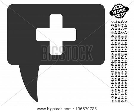 Medical Answer icon with black bonus people graphic icons. Medical Answer vector illustration style is a flat gray iconic symbol for web design, app user interfaces.