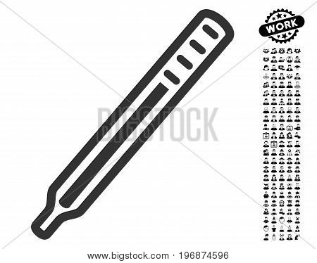 Medical Thermometer icon with black bonus people images. Medical Thermometer vector illustration style is a flat gray iconic element for web design, app user interfaces.