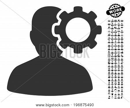 Migraine icon with black bonus profession clip art. Migraine vector illustration style is a flat gray iconic element for web design, app user interfaces.