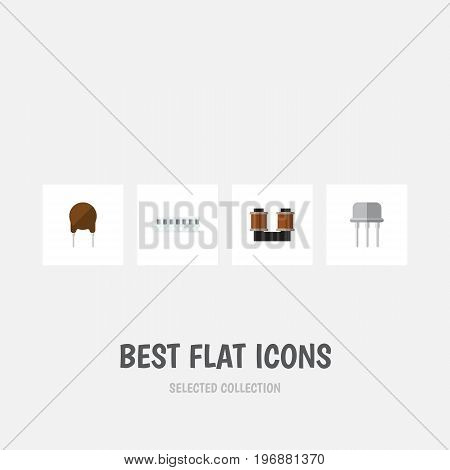 Flat Icon Device Set Of Memory, Triode, Resist And Other Vector Objects