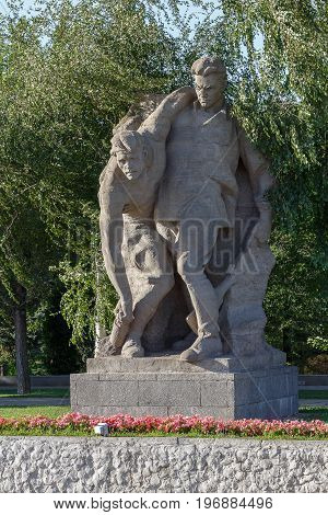 Volgograd, Russia - July 5, 2017. Sculpture in the historical memorial complex 