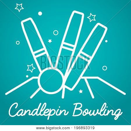 Candlepin bowling simple vector illustration schematic logo
