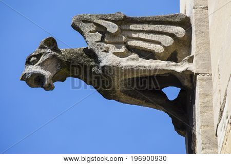 A gargoyle on the exterior of St. Marys Church in York UK.