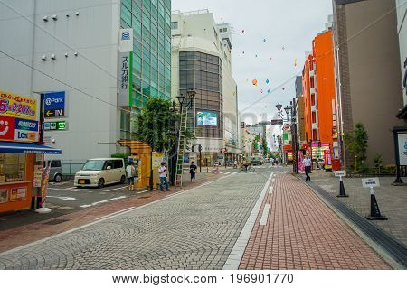 HAKONE, JAPAN - JULY 02, 2017: Beautiful view of streets. It also provides bus stop for Hakone Tozan Bus back to Hakone-Yumoto and Odawara.