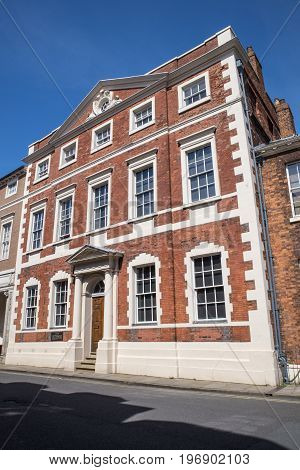 A view of the historic Fairfax House located on Castlegate in the city of York in England.