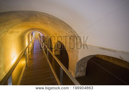 the Museu de Portimao and old Factory of sardines Fish can factory Fabrica de conservas la rose in the city of portimao at the Algarve of Portugal in Europe.