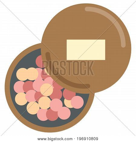 Bronze colorful pearls with balls black cap rouge for make-up icon, vector illustration flat style design isolated on white. Colorful graphics