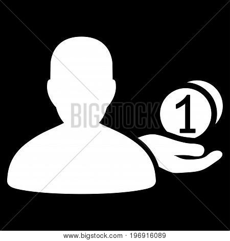 Panhandler vector icon. Style is flat graphic symbol, white color, black background.