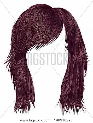 trendy woman hairs сopper pink color . medium length . beauty style . realistic 3d .