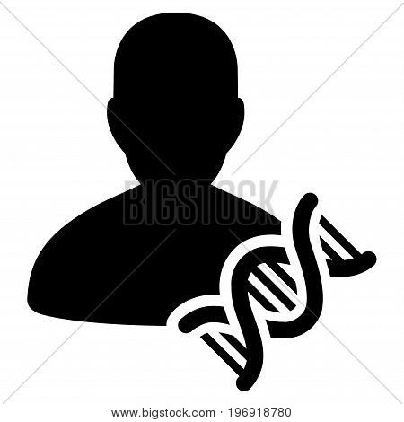 Geneticist DNA vector pictograph. Style is flat graphic symbol, black color, white background.