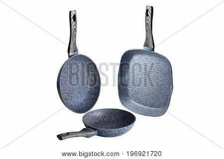 Pans art grafit non-stick coating on white background isolation