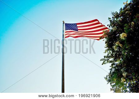 The Star Spangled Banner standing tall in the wind