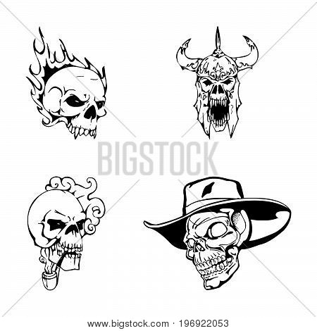 Skull and Crossbones Icon on White Background. Vector illustration