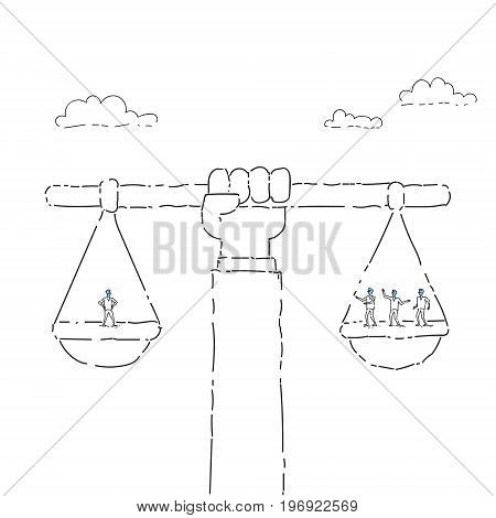 Business People Group On Balance Scale Career Concept Vector Illustration