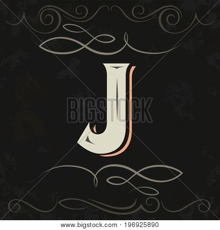 Retro Style, Western Letter Design. Letter J