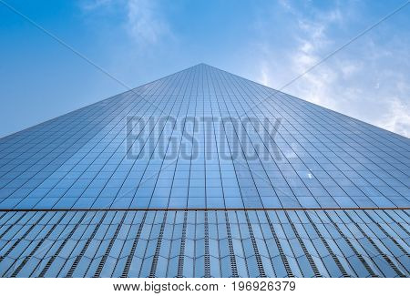 NEW YORK, USA - MAY 05, 2017: One World Trade Center, view from street level located in New York City Usa.